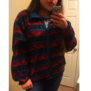 L.L. Bean tribal print fleece zip up jacket